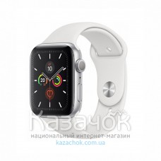 Смарт-часы Apple Watch Series 5 GPS 44mm Silver Aluminium Case with White Sport Band (MWVD2)