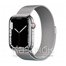 Apple Watch Series 7 GPS + Cellular 41mm Silver Stainless Steel Case with Milanese Loop (MKHX3)