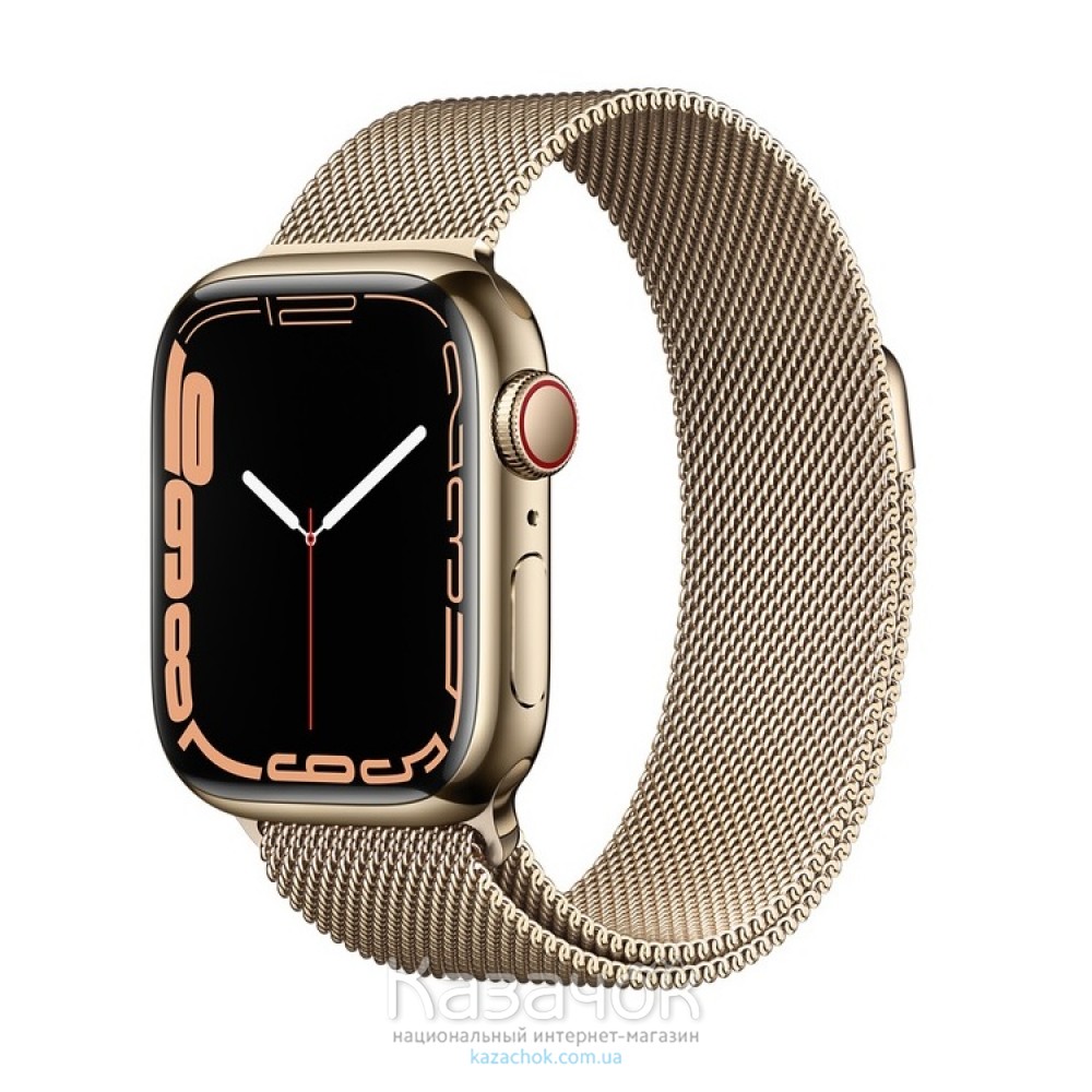 Смарт-часы Apple Watch Series 7 GPS + Cellular 45mm Gold Stainless Steel Case with Gold Milanese Loop (MKJY3/MKJG3)