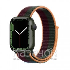 Apple Watch Series 7 GPS 41mm Green Aluminum Case with Dark Cherry/Forest Green Sport Loop (MKNF3)