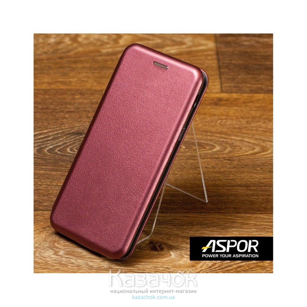 Чехол-книжка Aspor Leather для Xiaomi Redmi Note 8 Pro Burgundy