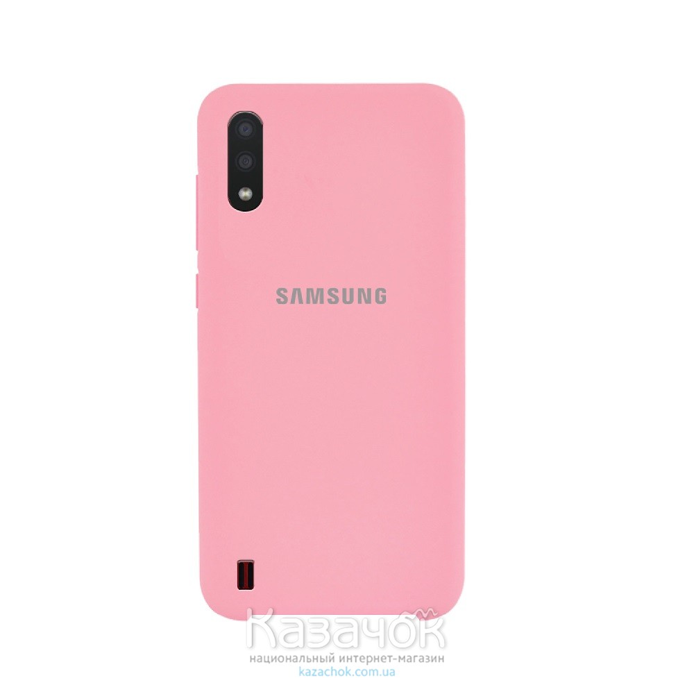 Силиконовая накладка Silicone Case для Samsung A01 2020 A015 Pink
