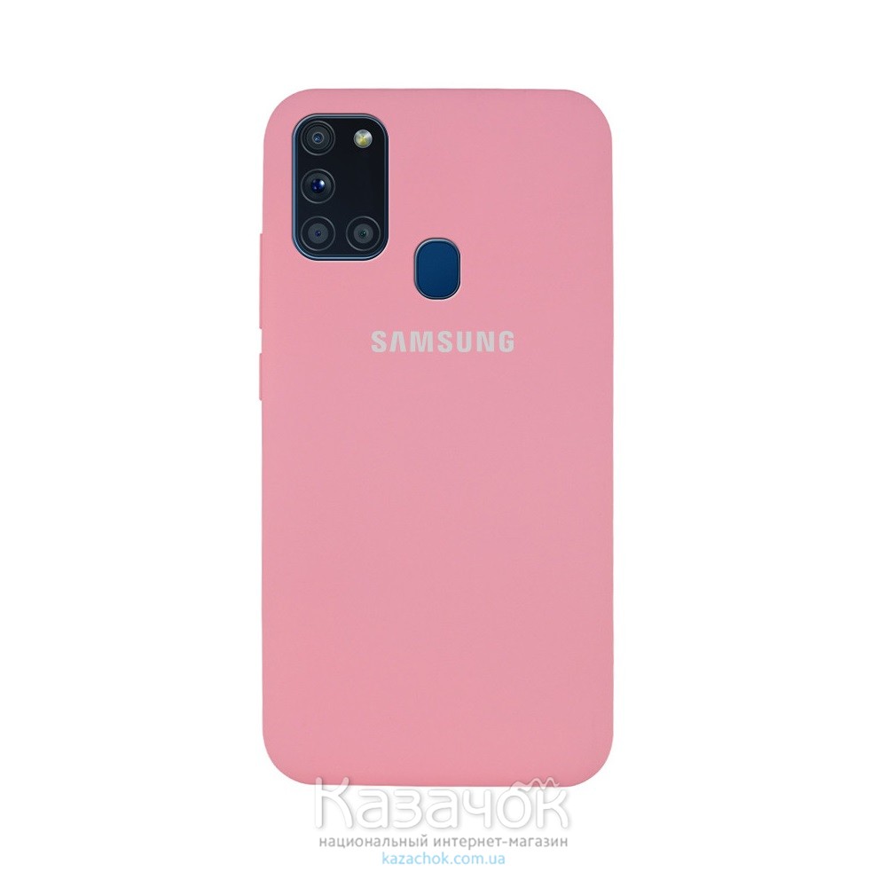 Силиконовая накладка Silicone Case для Samsung A21s 2020 A217 Pink
