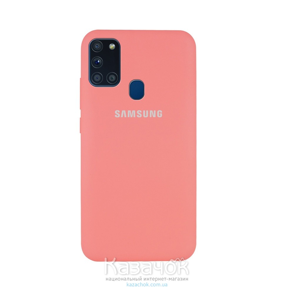 Силиконовая накладка Silicone Case для Samsung A21s 2020 A217 Peach