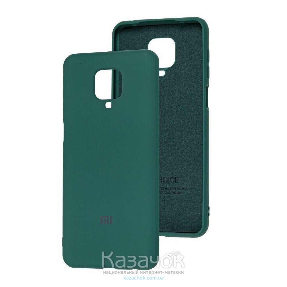 Силиконовая накладка Soft Silicone Case для Xiaomi Redmi Note 9 Pro/ Note 9S Dark Green