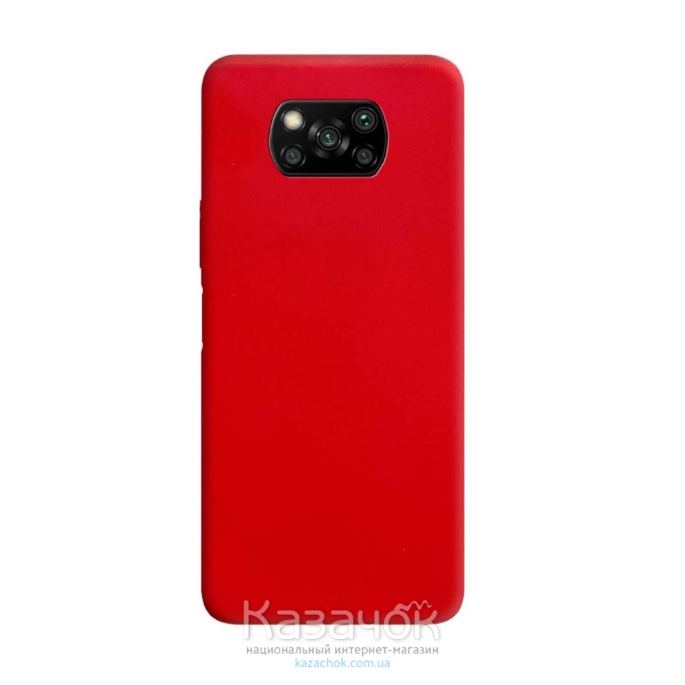 Силиконовая накладка Silicone Case для Xiaomi Poco X3 Red