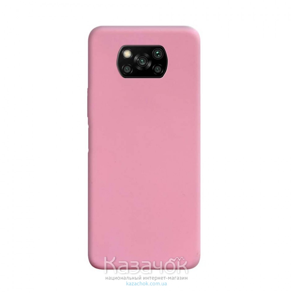 Силиконовая накладка Silicone Case для Xiaomi Poco X3 Pink