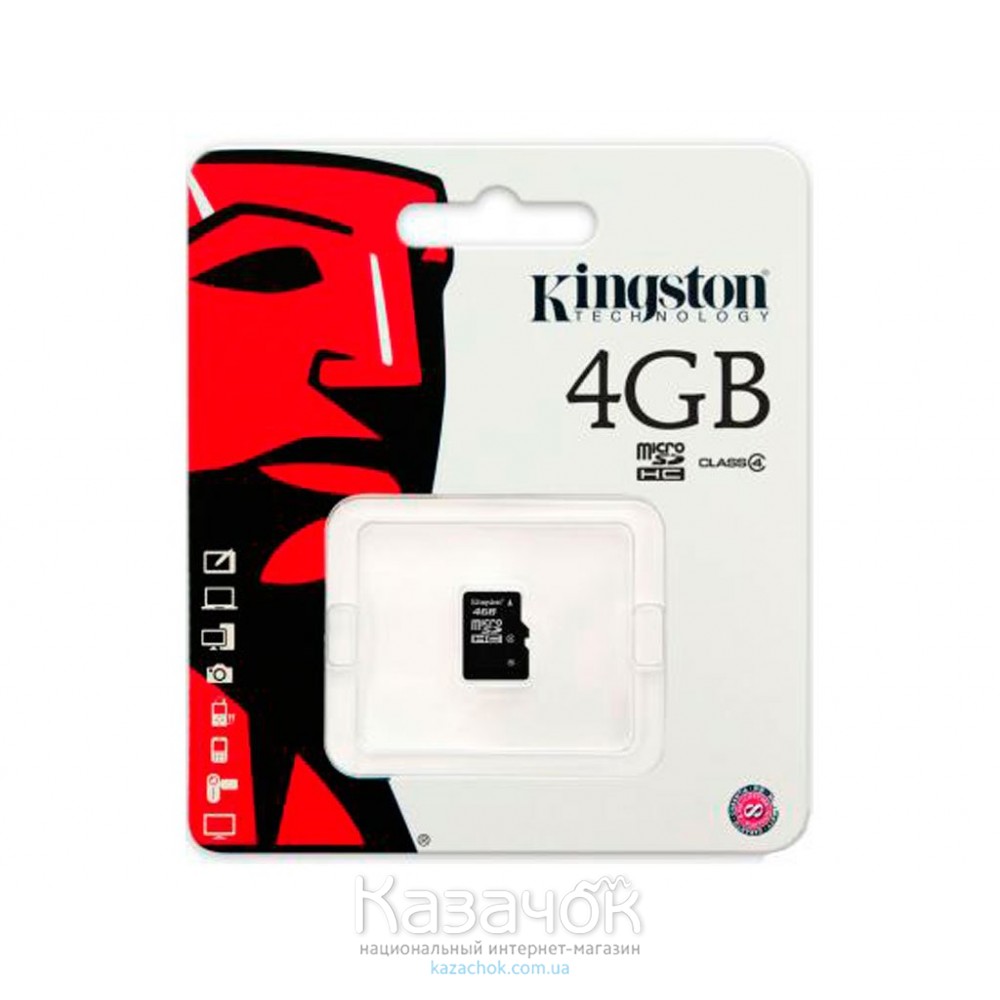 Карта памяти MicroSDHC 4 GB Kingston + No Adapter