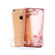 Силиконовая накладка Swarovski iPhone 6/6S Flowers Rose