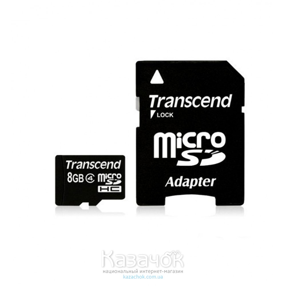 Transcend microSDHC 8GB Class 4 + SD Adapter