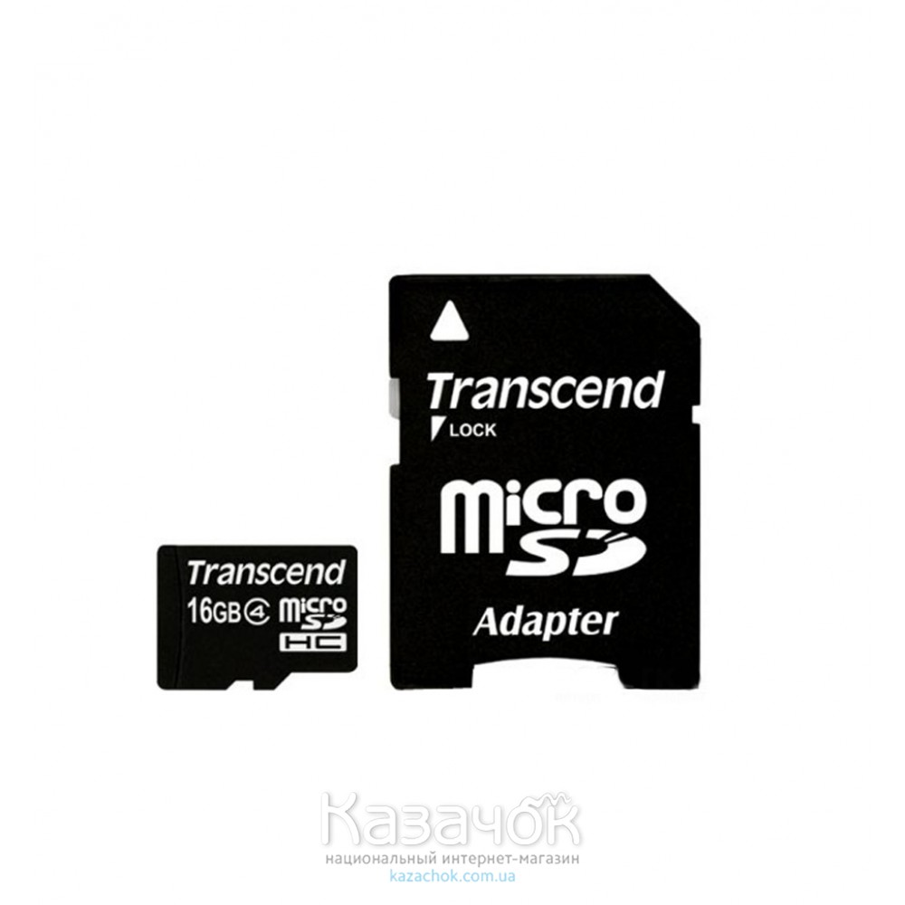 Transcend microSDHC 16GB Class 4 + SD Adapter