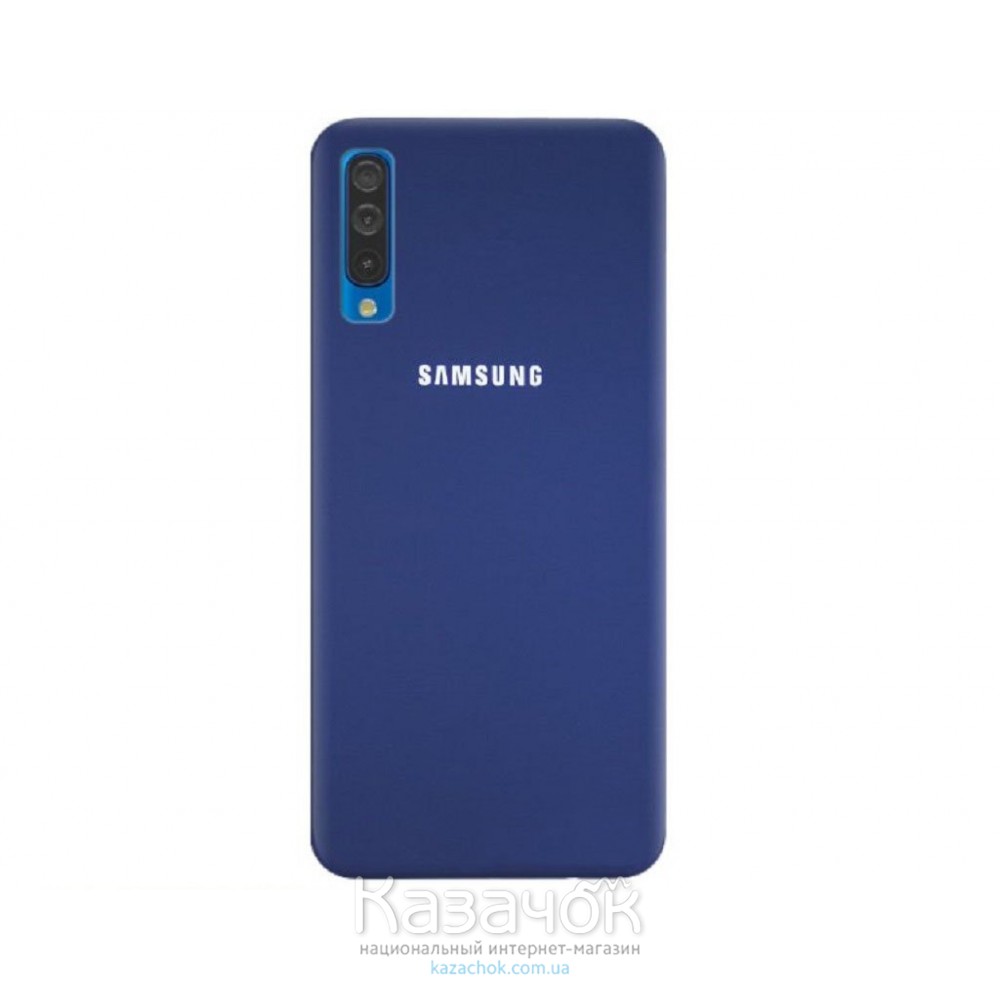 Силиконовая накладка Silicone Case для Samsung A50 2019 A505 Navy blue