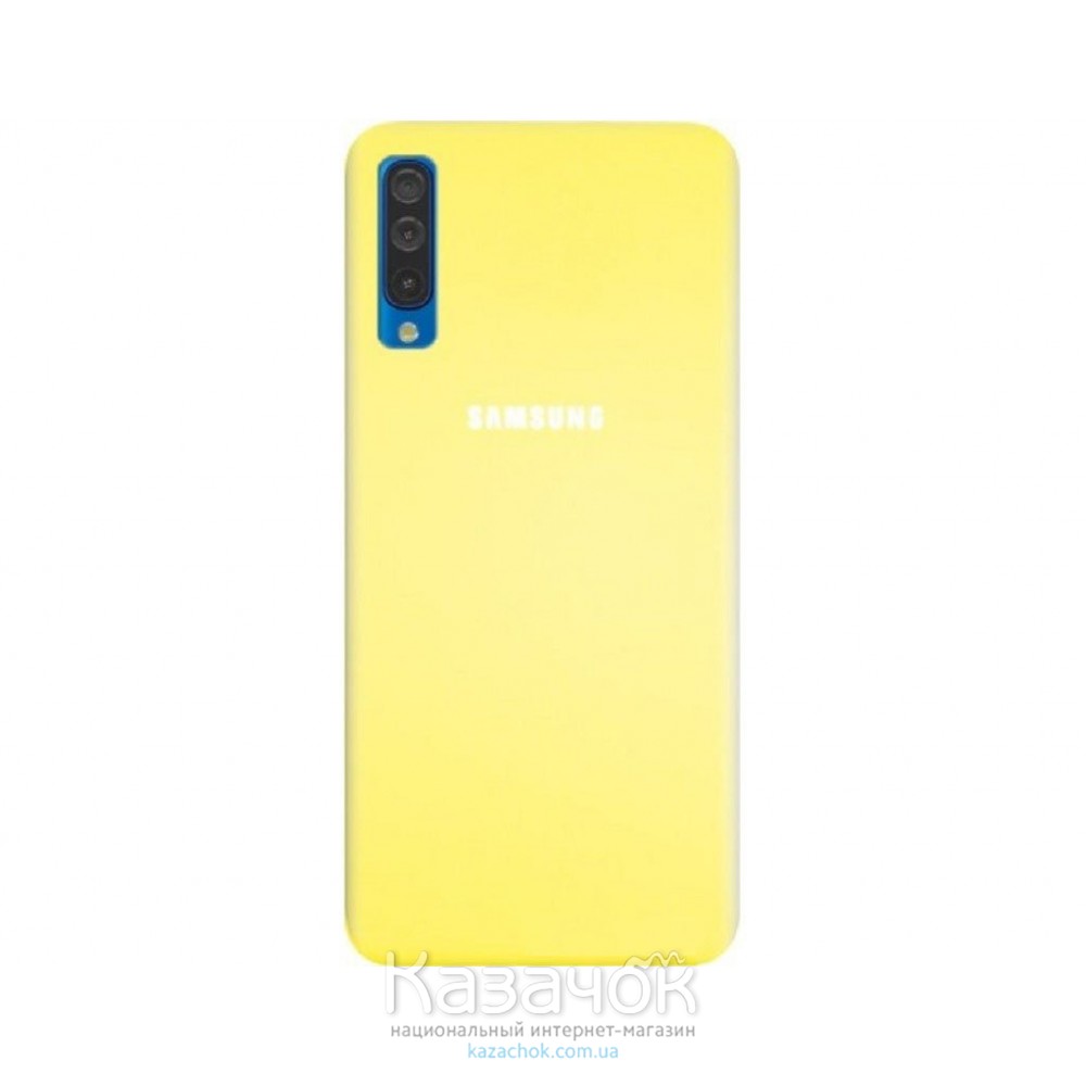 Силиконовая накладка Silicone Case для Samsung A50 2019 A505 Yellow