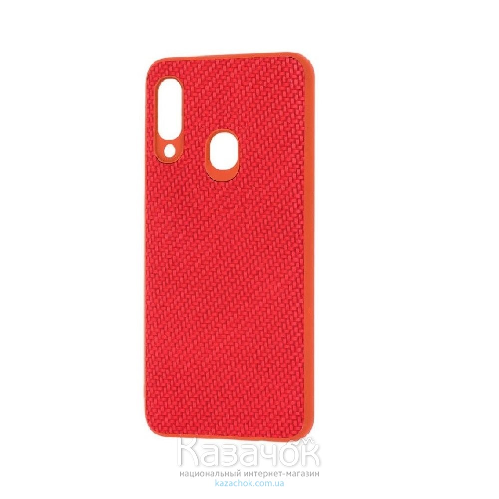 Накладка карбоновая Kevlar для Samsung A20s/A207 Red